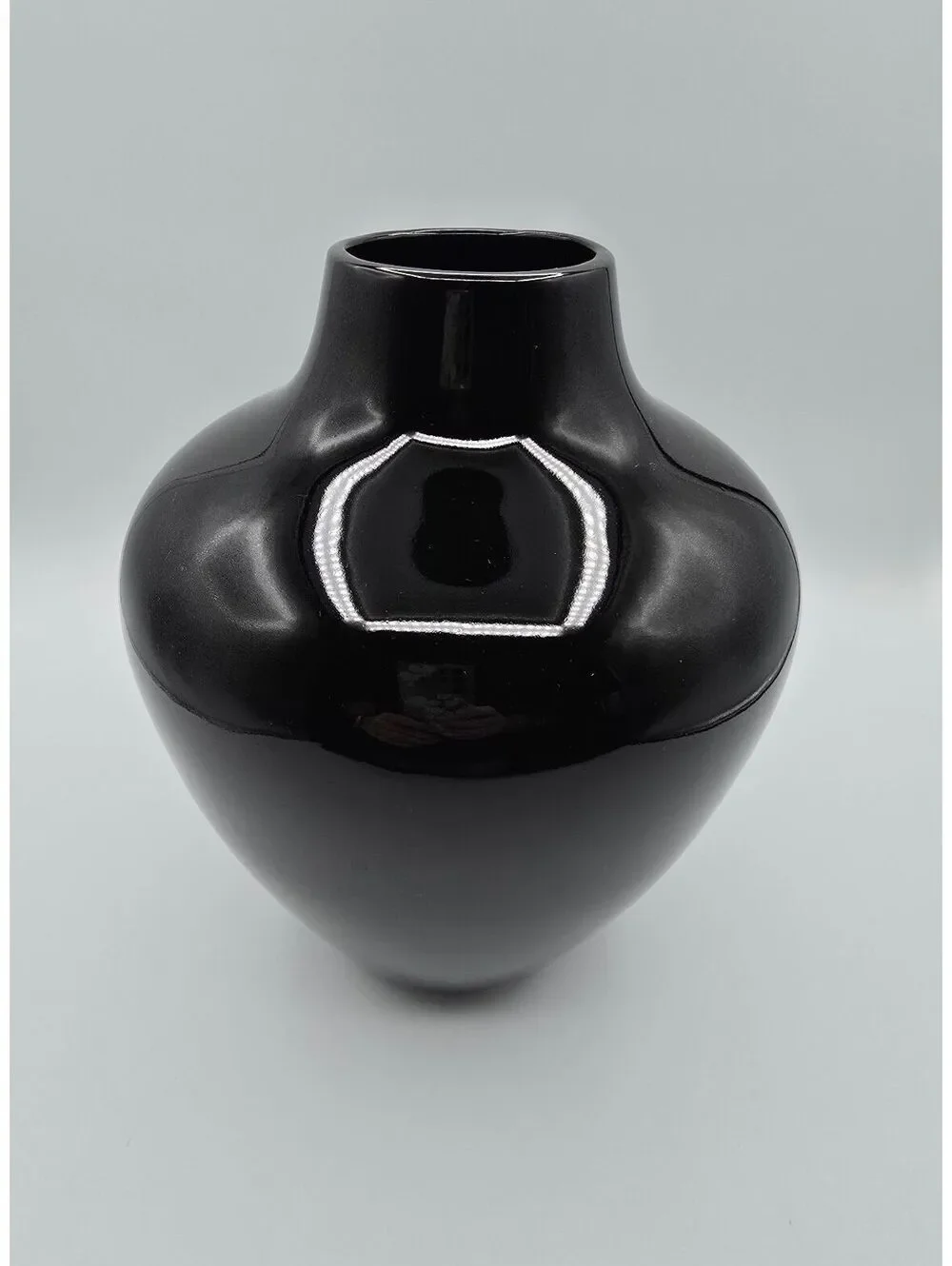 Vintage 1980s Mikasa Japan Black Ceramic Vase Modernist Postmodern 9.5